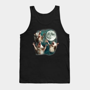 Three Possum Moon  3 Opossum Weird Cursed Meme Tank Top